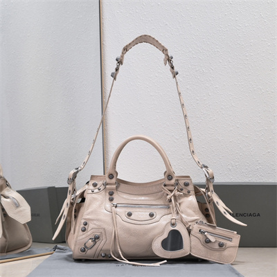 Women’s NEO Cagole City Small Handbag In Arena Lambskin Lt Beige Color