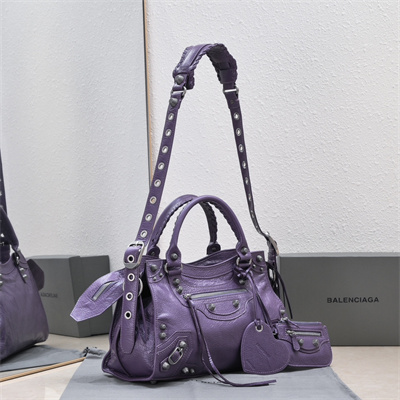 Women’s NEO Cagole City Small Handbag In Arena Lambskin Violet Color