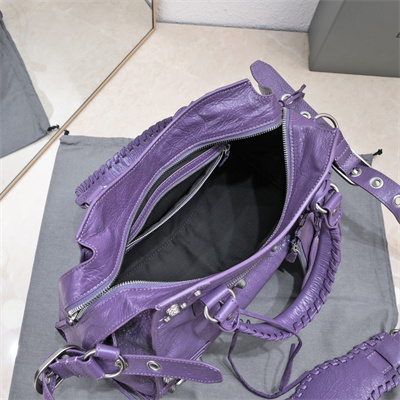 Women’s NEO Cagole City Small Handbag In Arena Lambskin Violet Color