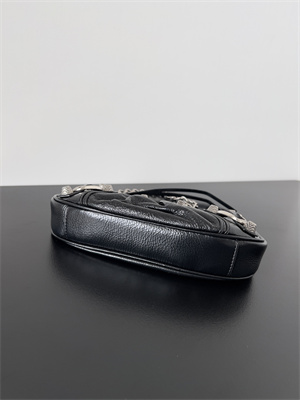 Women’s Le Cagole Mini Bag With Chain In Arena Lambskin Black Color