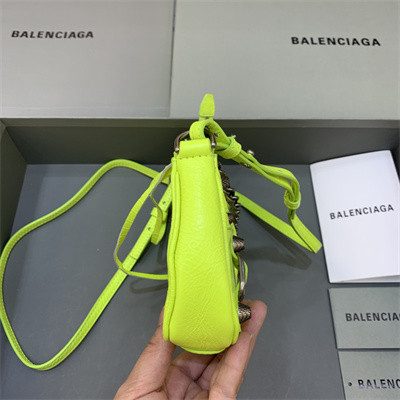Women’s Le Cagole Mini Bag With Chain In Arena Lambskin Fluorescent Green Color