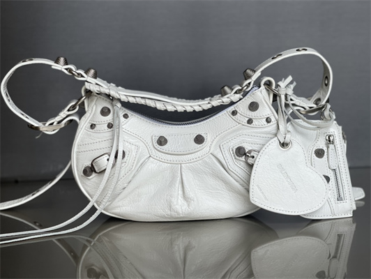 Women’s Le Cagole XS Shoulder Bag In Arena Lambskin White Color