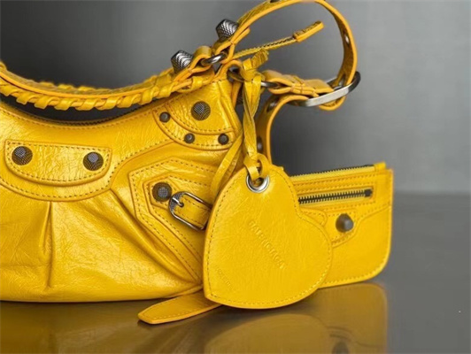 Women’s Le Cagole XS Shoulder Bag In Arena Lambskin Yellow Color