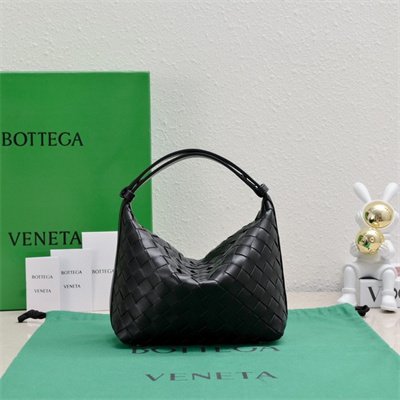 BV Mini Wallace Shoulder Bag In Soft Calfskin Leather Black Color