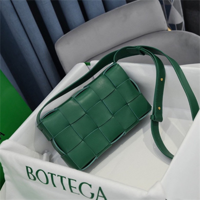 BV Cassette Cross Body Bag In Lambskin Racing Green Color