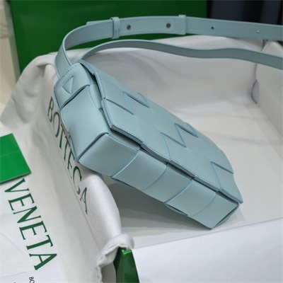 BV Cassette Cross Body Bag In Lambskin Teal Washed Color