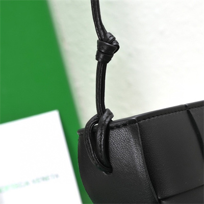 BV Cassette Pouch With Strap In Calfskin Black Color