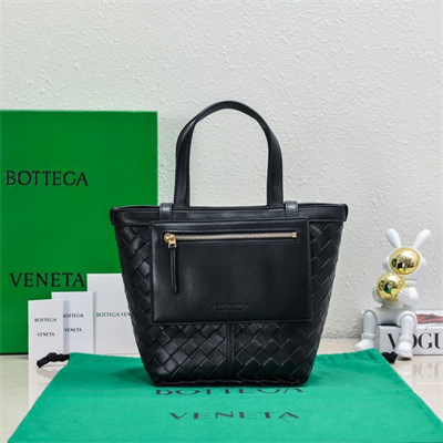 BV Small Flip Flap Tote Bag In Lambskin Leather Black Color
