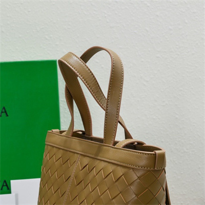 BV Small Flip Flap Tote Bag In Lambskin Leather Acorn Brown Color