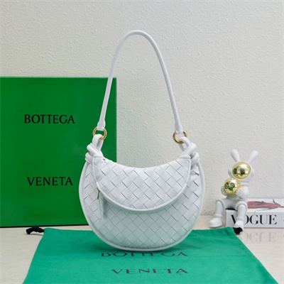 BV Small Gemelli Shoulder Bag In Lambskin Leather White Color