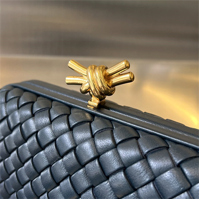BV Knot Clutch In Lambskin Leather Navy Color