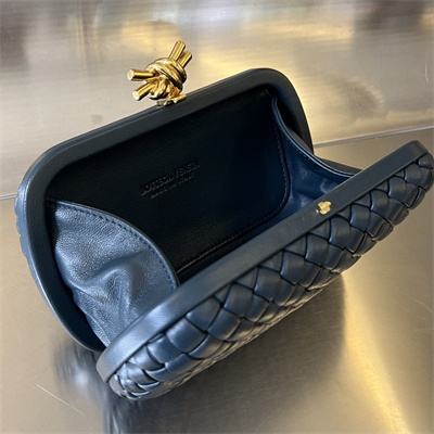 BV Knot Clutch In Lambskin Leather Navy Color