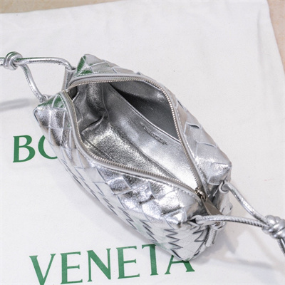 BV Mini Loop Camera Bag In Lambskin Leather Silver Color