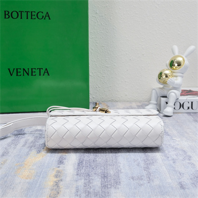 BV Mini Andiamo Shoulder Bag In Lambskin Leather White Color