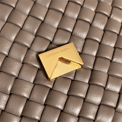 BV Mini Cobble Shoulder Bag In Lambskin Leather Taupe Grey Color