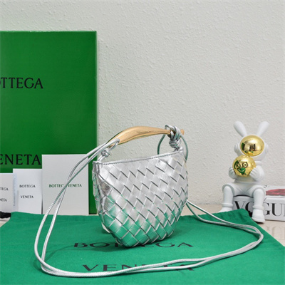 BV Mini Sardine Cross Body Bag In Lambskin Silver Color