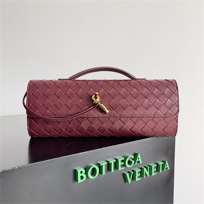 BV Long Clutch Andiamo With Handle In Lambskin Leather Barolo Color