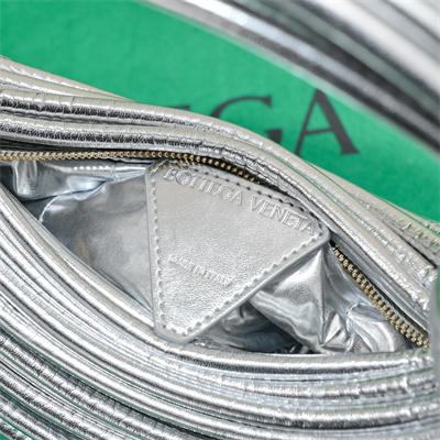 BV Mini Tubular Double Knot Bag In Lambskin Leather Silver Color