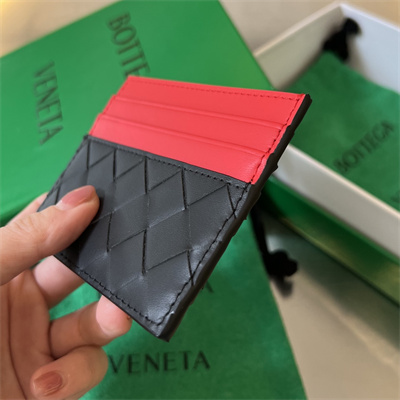 BV Card holder In Calfskin Leather Black/Red