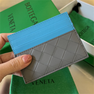 BV Card holder In Calfskin Leather Thunder/Pool