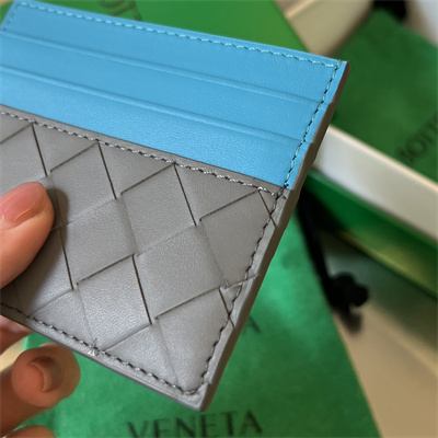 BV Card holder In Calfskin Leather Thunder/Pool