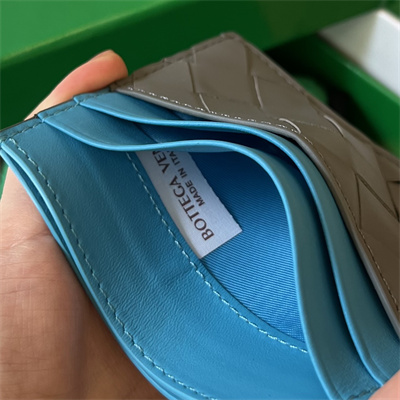 BV Card holder In Calfskin Leather Thunder/Pool
