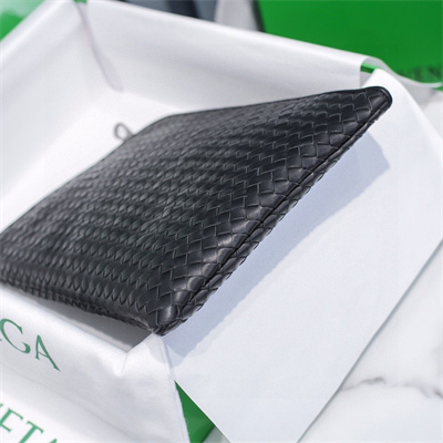 BV Zipper Pouch In Lambskin Leather Black Color 80-6