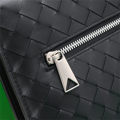 BV Small Intercciato Document Case With Wristlet In Lambskin Leather Black Color 80-9