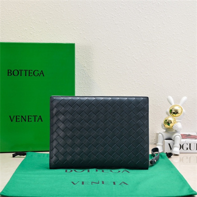 BV Small Intercciato Document Case With Wristlet In Lambskin Leather Navy Color 80-9