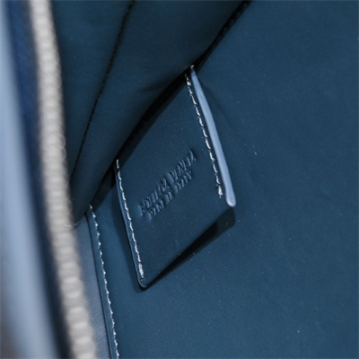 BV Small Intercciato Document Case With Wristlet In Lambskin Leather Navy Color 80-9