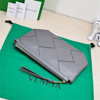 BV Zippy Pouch In Lambskin Leather Grey Color 6689