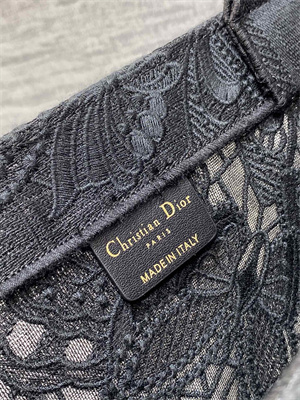 CD Large Book Tote Black D-Lace Embroidery With Macrame Effect