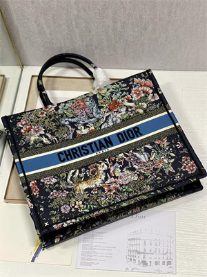 CD Large Book Tote D-Constellation Embroidery Black Multicolor