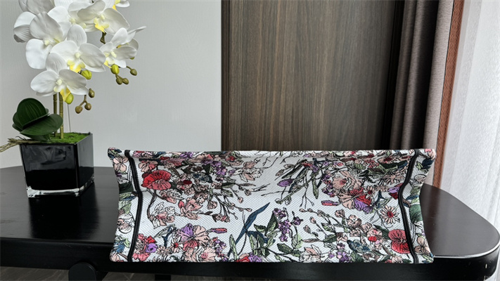 CD Large Book Tote Ecru Multicolor Di.or 4 Saisons Printemps Soleil Embroidery