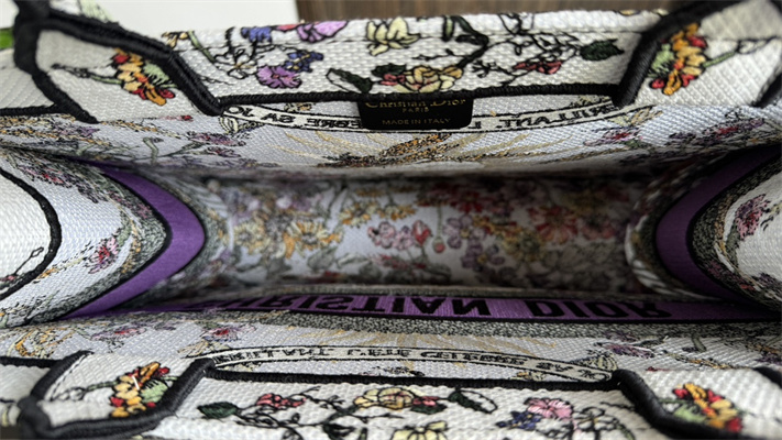 CD Medium Book Tote Ecru Multicolor Di.or 4 Saisons ??t?? Soleil Embroidery