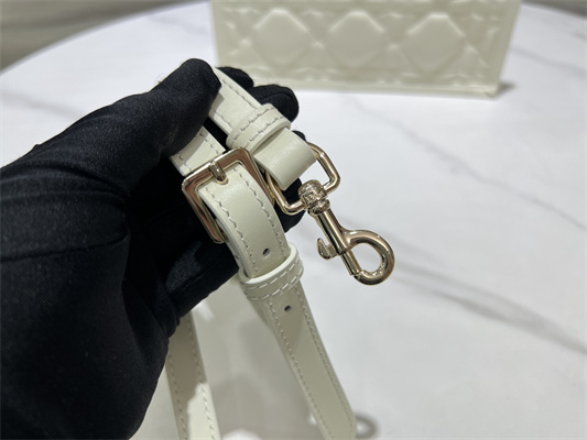 CD Small Book Tote With Strap Macrocannage Calfskin White