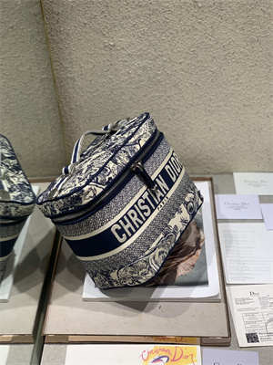 CD TRAVEL VANITY CASE Toile de Jouy Embroidery Blue