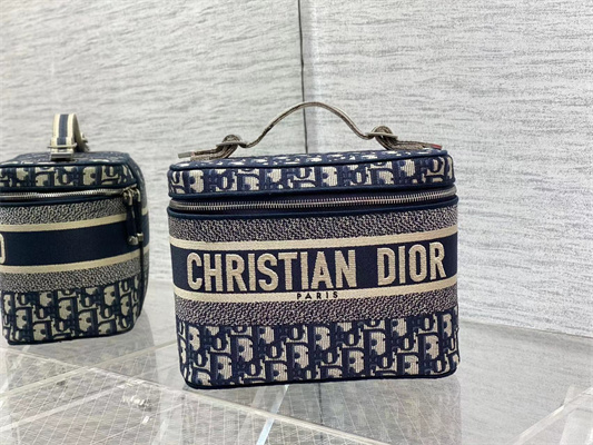 CD TRAVEL VANITY CASE Dior Oblique Jacquard Blue