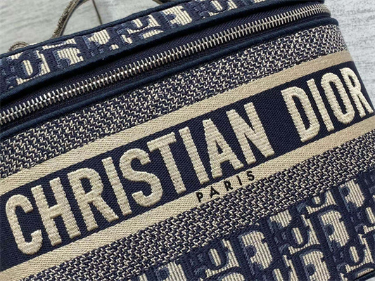 CD TRAVEL VANITY CASE Dior Oblique Jacquard Blue