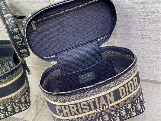 CD TRAVEL VANITY CASE Dior Oblique Jacquard Blue