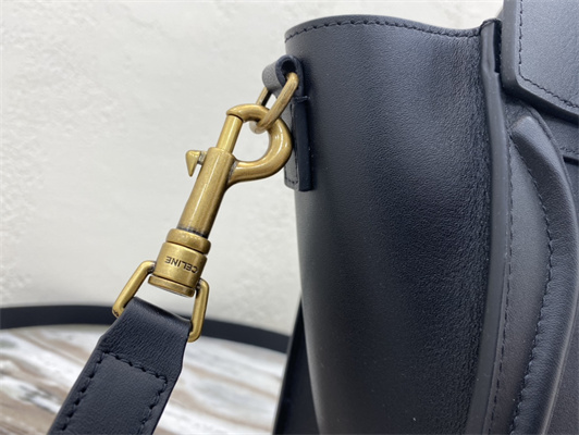 Celine Nano Luggage Bag In Black Smooth Calfskin Gold Tone Metal