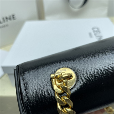 Celine Chain Shoulder Bag Cuir Triomphe In Shiny Calfskin Black