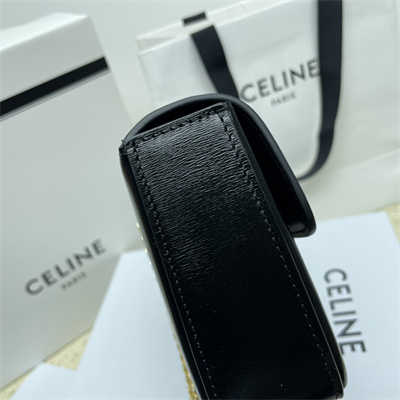 Celine Chain Shoulder Bag Cuir Triomphe In Shiny Calfskin Black