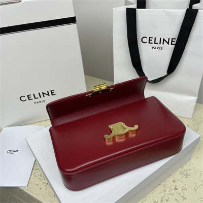 Celine Chain Shoulder Bag Cuir Triomphe In Shiny Calfskin Bordeaux