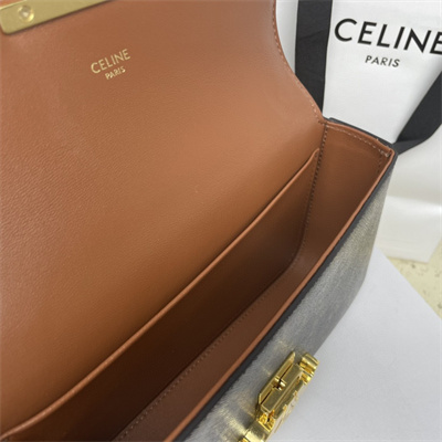 Celine Chain Shoulder Bag Claude In Triomphe Canvas Tan