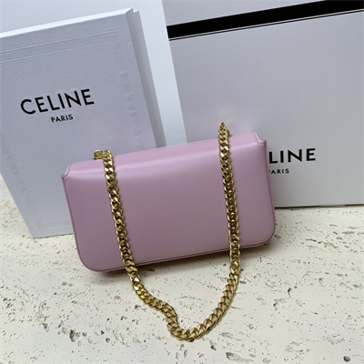 Celine Chain Shoulder Bag Cuir Triomphe In Shiny Calfskin Light Pink