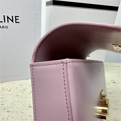 Celine Chain Shoulder Bag Cuir Triomphe In Shiny Calfskin Light Pink