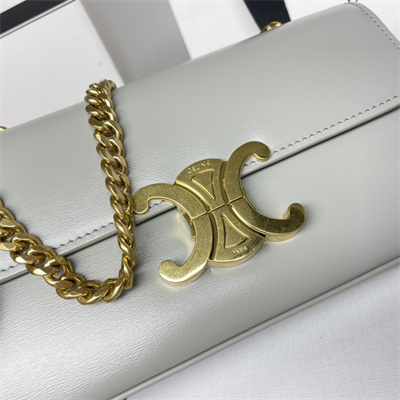 Celine Chain Shoulder Bag Cuir Triomphe In Shiny Calfskin Light Grey