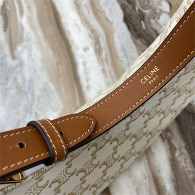 Celine AVA Bag In Triomphe Canvas and Calfskin White