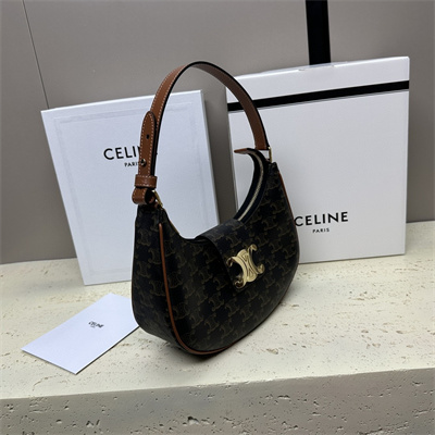 Celine Medium AVA Triomphe Bag In Triomphe Canvas and Calfskin Tan